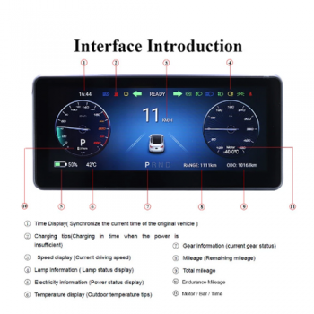 10.25 inch digital touch screen Android 9 LCD dashboard Tesla style 3 way auto speedometer