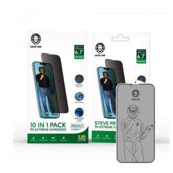Green Lion 10 in 1 Pack 2.5D 9H Steve Glass Privacy 0.2mm for iPhone 13 Pro Max ( 6.7" )